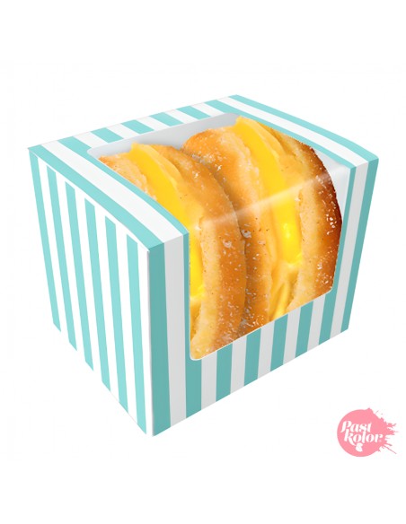 Caja rayas azules para donuts