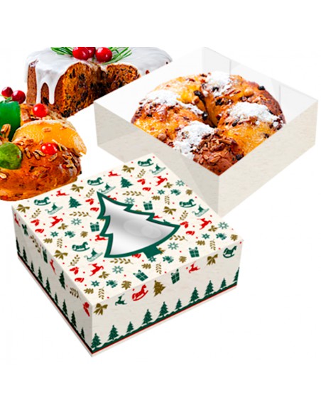 Caja con ventana árbol de Navidad 30 cm