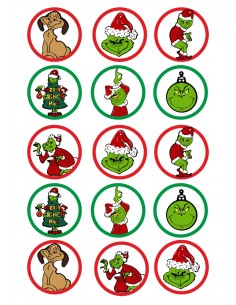 Papel comestible El Grinch variado para galletas