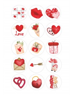 Papel de azúcar San Valentín para galletas variado