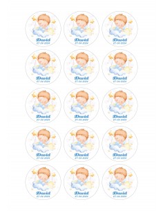 Papel de azúcar bebé nubes azul para galletas