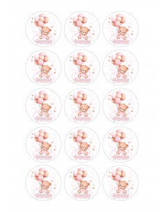 Papel de azúcar osito globos rosa para galletas