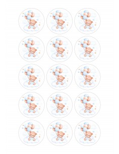 Papel de azúcar osito globos azul para galletas