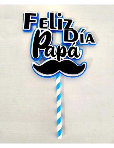 Topper cake capas Feliz Día Papá con Bigote