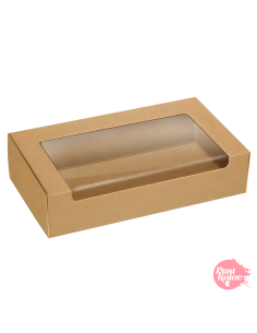 Caja Kraft con ventana 18 x 9 x 4 cm