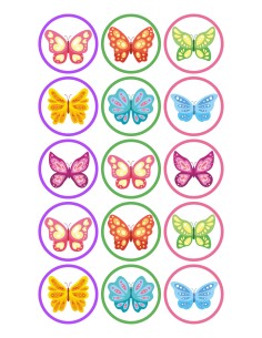 Papel de azúcar Mariposas variadas para galletas