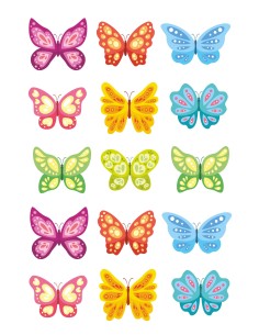 Papel de azúcar Mariposas variadas