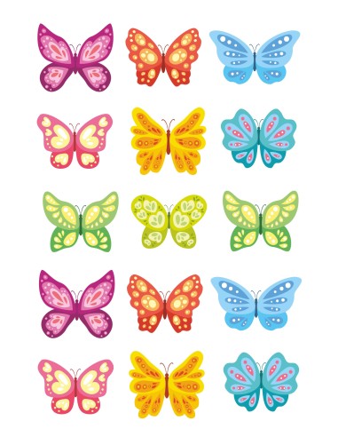 Papel de azúcar Mariposas variadas