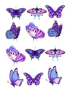 Papel de azúcar Mariposas Moradas