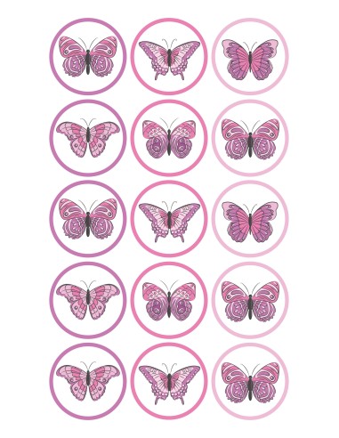 Papel de azúcar Mariposas Rosadas para galletas