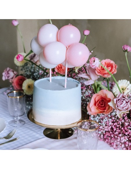 Toppers globos rosas para tartas