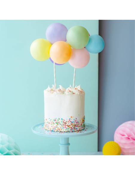 Toppers globos arco iris para tartas