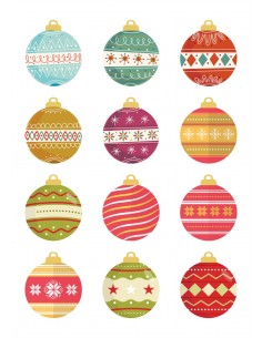Papel comestible bolas de Navidad clásicas