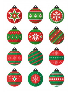 Papel comestible bolas colores navideños