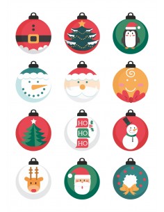 Papel comestible bolas dibujos navideños