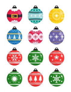 Papel comestible bolas de Navidad variadas