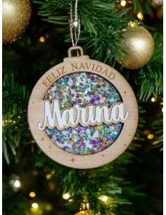 Bola de madera personalizada confeti