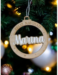 Bola de madera personalizada con nombre acrílico 2