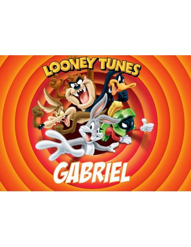 Papel de Azúcar Looney Tunes Rectangular con Nombre