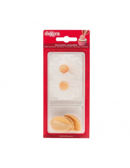 Flores Blancas y Hojas Doradas de Oblea