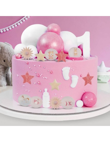 Surtido Obleas, Margaritas y Estrellas Bebe Rosa