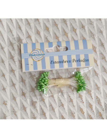 Estambres para flores perlados verde manzana