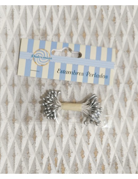Estambres para flores perlados plata