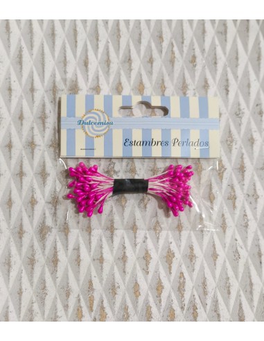 Estambres para flores perlados fucsia