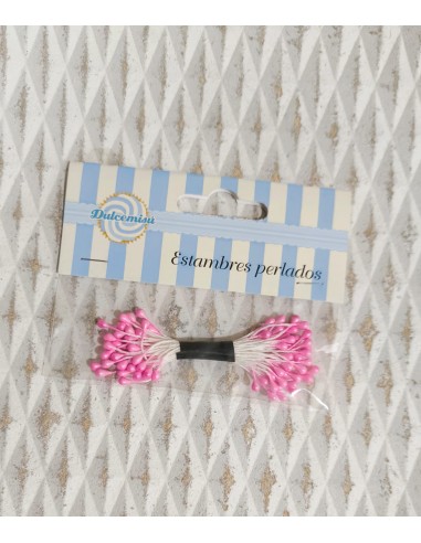 Estambres para flores perlados rosa