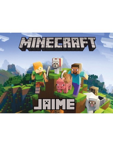 Papel de Azúcar Minecraft Rectangular Personalizado