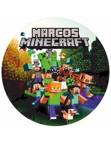 Papel de azúcar tarta Minecraft Personalizado con Nombre