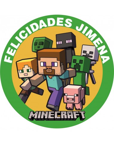 Papel de azúcar tarta Minecraft con Nombre