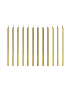 12 Velas Doradas 14 cm