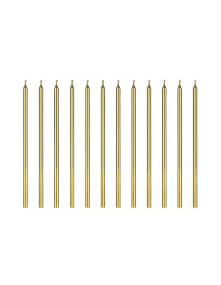 12 Velas Doradas 14 cm