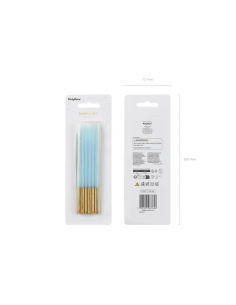 12 Velas Azul - Oro 14 cm 2