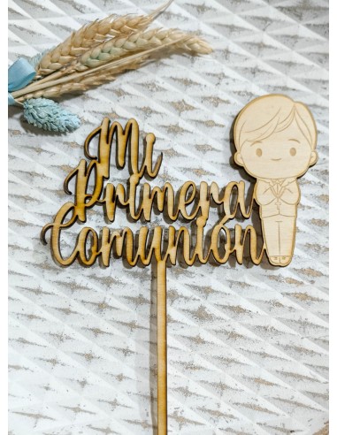 Topper Primera Comunión Niño Grabado Madera