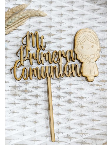 Topper Primera Comunión Niña Grabado Madera