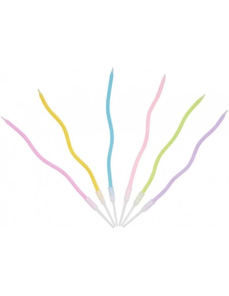 6 Velas Onduladas Colores Variados