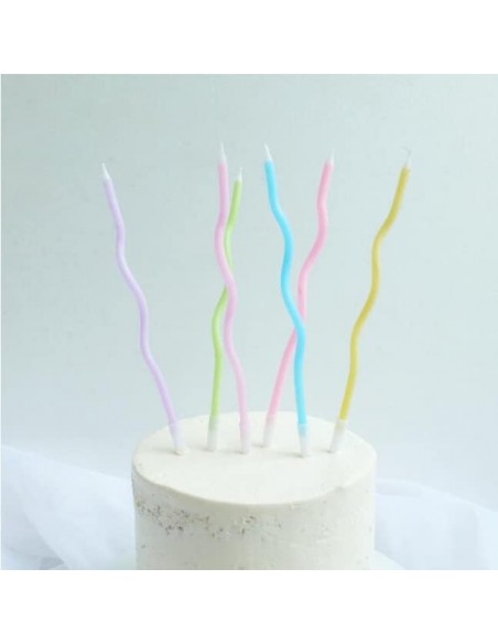 6 Velas Onduladas Colores Variados