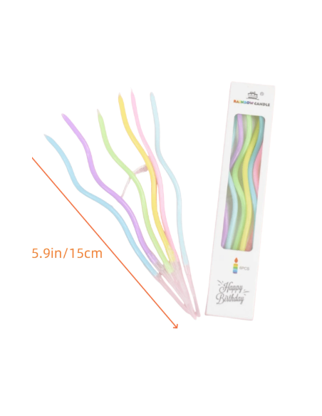 6 Velas Onduladas Colores Variados