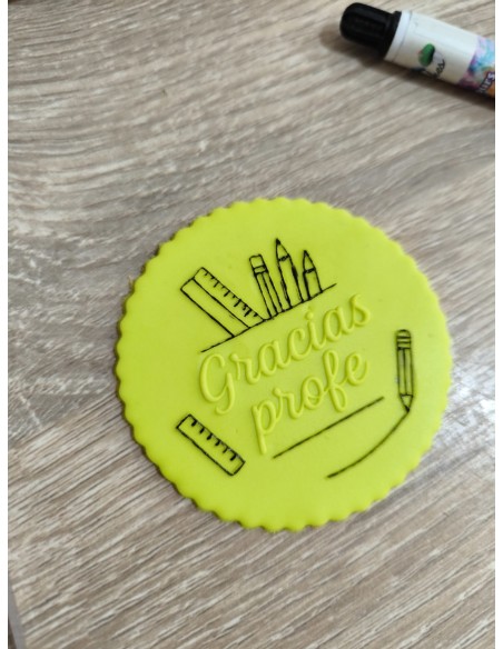 Sello Gracias Profe para fondant