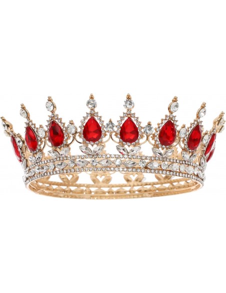 Corona Metálica Dorada con Piedras Rojas 12cm