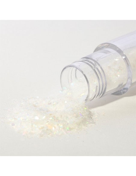 Copos Glitter Iridiscente Comestible Cristal Blanco