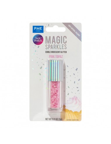 Copos Glitter Iridiscente Comestible Rosa Topacio