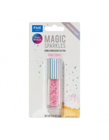 Copos Glitter Iridiscente Comestible Rosa Topacio