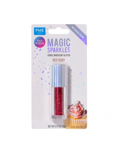 Copos Glitter Iridiscente Comestible Rojo Rubí
