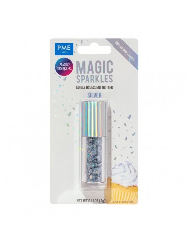 Copos Glitter Iridiscente Comestible Plata