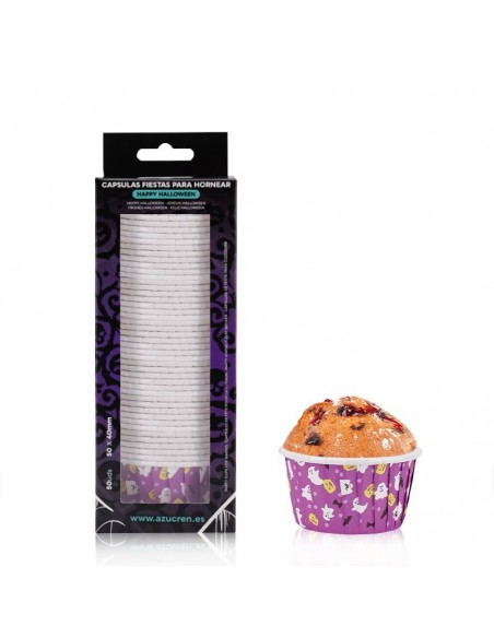 Cápsulas Moradas de Halloween con Pliegues