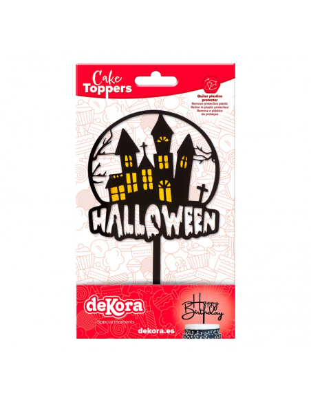 Topper para tarta Halloween Casa Encantada negro