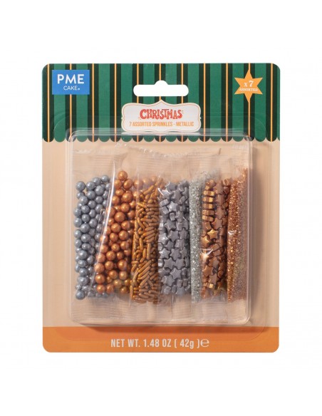 Set 7 Sprinkles Oro y Plata PME